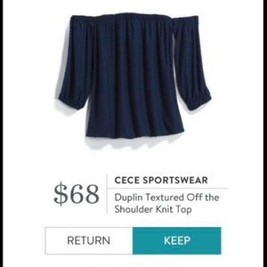 Cece “Duplin Textured Off the Shoulder Knit Top”